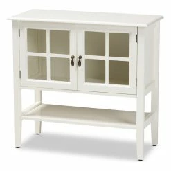 Brand new 🎁 Baxton Studio Chauncey White Finished Wood And Glass 2-Door Kitchen Cabinet ✔️