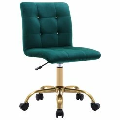 Top 10 ⌛ Duhome Elegant Lifestyle Rhinestone Square Tufted Desk Chair, Atrovirens-Velvet ✨
