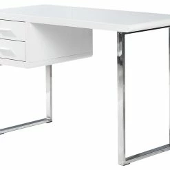 Best Pirce 😀 Best Master Furniture Modern White High Gloss Computer Desk With 2 Drawers ✨
