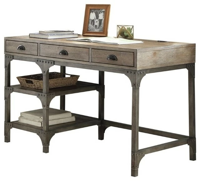 New ๐ Scranton & Co Writing Desk In Weathered Oak And Antique Silver โ๏ธ 1 New ๐ Scranton & Co Writing Desk In Weathered Oak And Antique Silver โ๏ธ