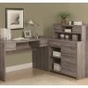 Promo 🔥 Monarch Hollow Core L Shaped Home Office Desk With Hutch In Dark Taupe 🔥