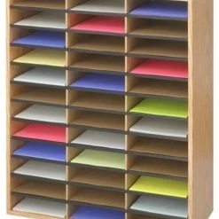 Deals 🧨 Bowery Hill Corrugated 36 Compartment Literature Organizer In Oak 😉