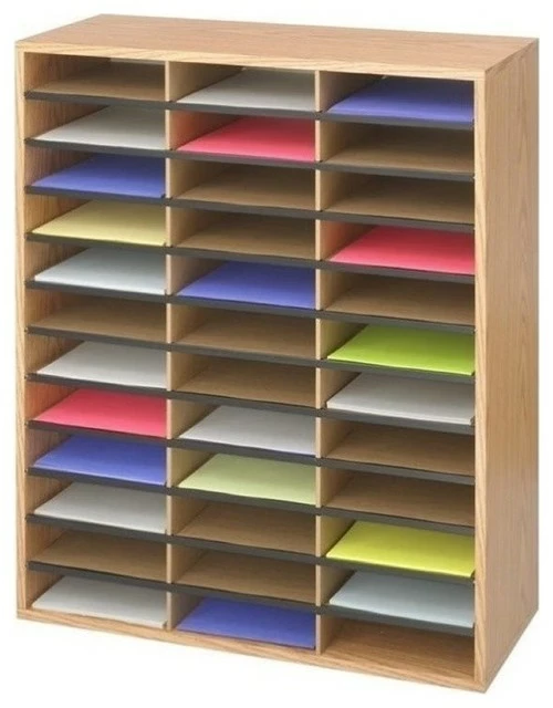Deals ๐งจ Bowery Hill Corrugated 36 Compartment Literature Organizer In Oak ๐ 1 Deals ๐งจ Bowery Hill Corrugated 36 Compartment Literature Organizer In Oak ๐