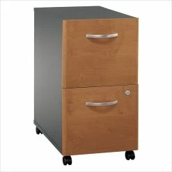 New ✨ Bush Business Furniture Series C 2-Drawer Mobile File Cabinet, Natural Cherry, Graphite Gray 🧨
