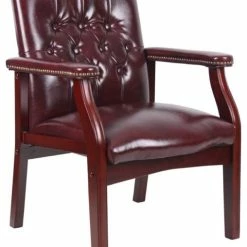 Top 10 🌟 Boss Office Products Boss Office Traditional Faux Leather Tufted Guest Chair In Oxblood 💯