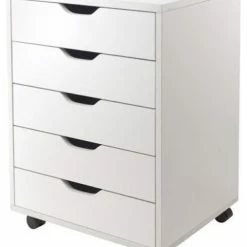 Flash Sale 🌟 Scranton & Co 5 Drawer Wood Mobile File Cabinet In White 🔔