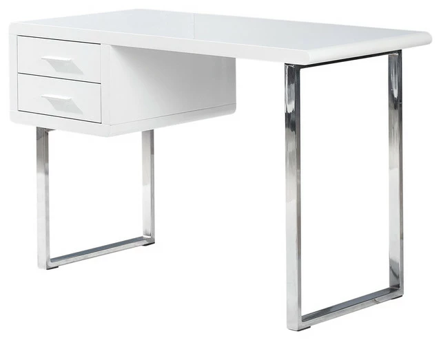 Best Pirce 😀 Best Master Furniture Modern White High Gloss Computer Desk With 2 Drawers ✨ 1 Best Pirce 😀 Best Master Furniture Modern White High Gloss Computer Desk With 2 Drawers ✨